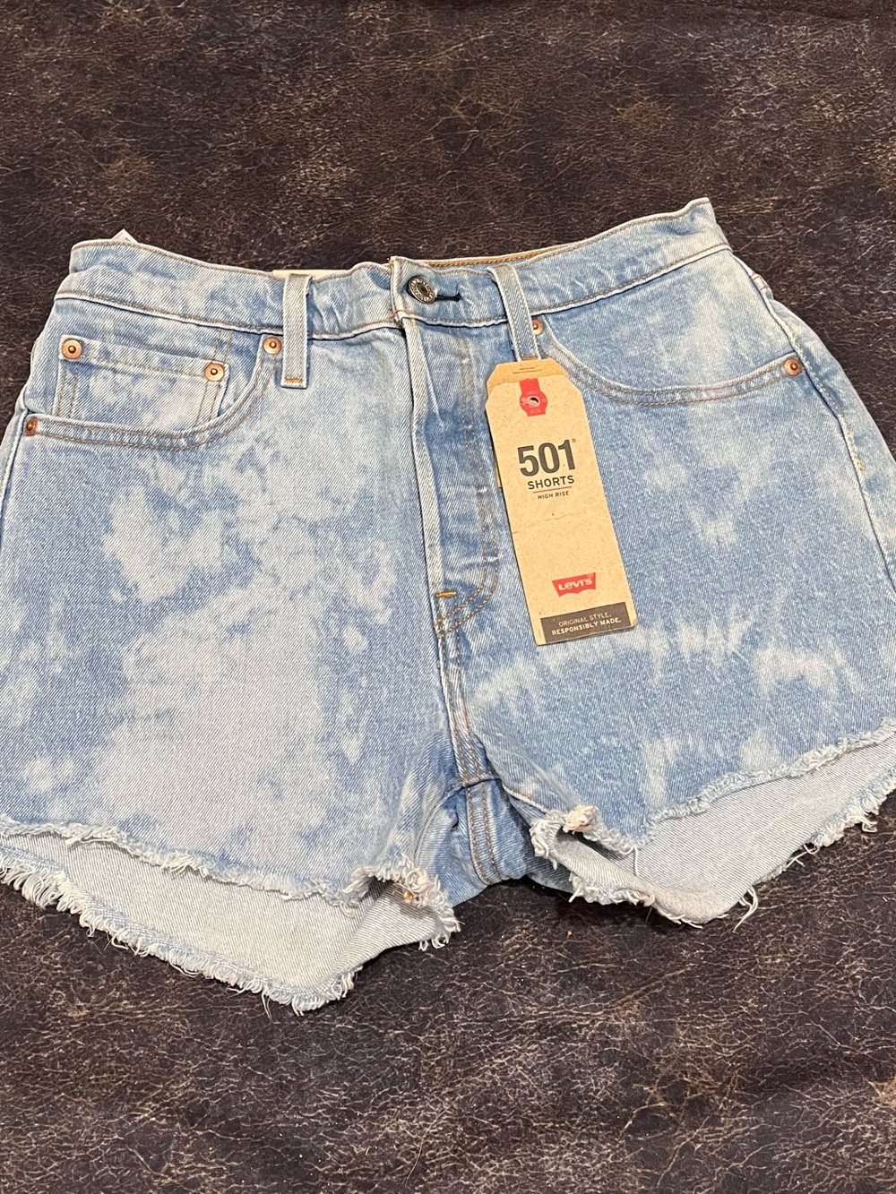 Levi's Light Blue Acid-Wash High-Waist Denim Shorts